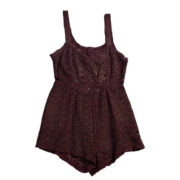 FP Beach Free People Metallic Perforated Lace Romper Swimsuit Cover-up Sz S - Picture 2 of 6